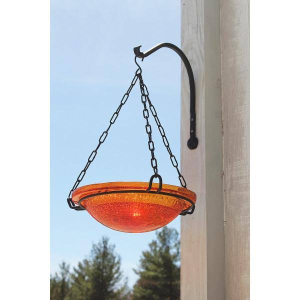 12 in. Mandarin Crackle Birdbath with Tripod Stand G875510