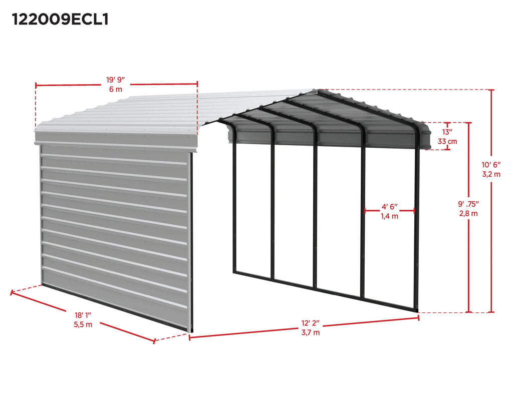 Galvanized Steel Carport Kit, 12' x 20' x 9' Z7361