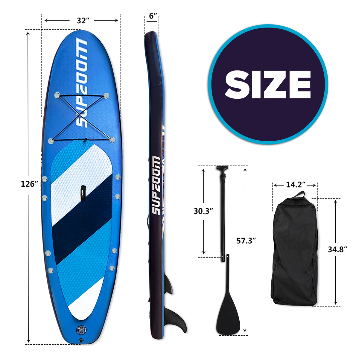 Inflatable Stand Up Paddle Board with Paddle, Pump, Travel Backpack, Leash, Waterproof Bag, Repair Kit J58176