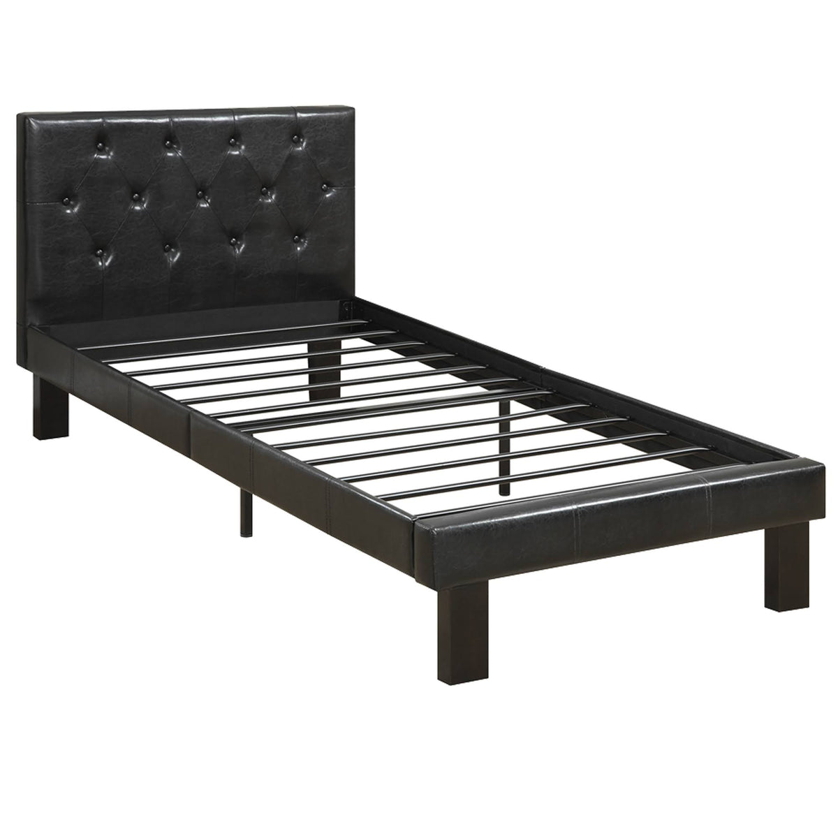 Black Faux Leather Headboard Full Bed S436748