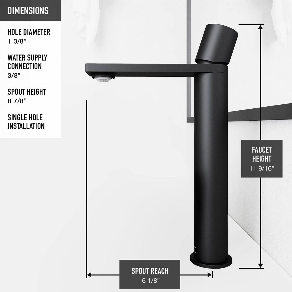 Matte Black Vessel Bathroom Sink and Faucet Y81743