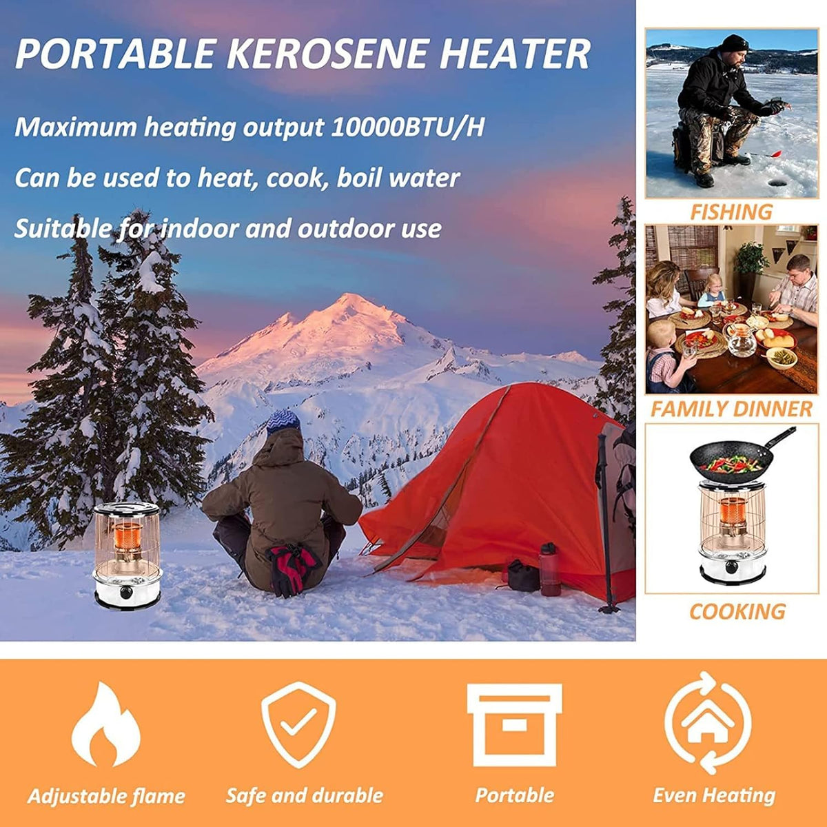 Kerosene Heater with Handle, Portable, 10000BTU W9598