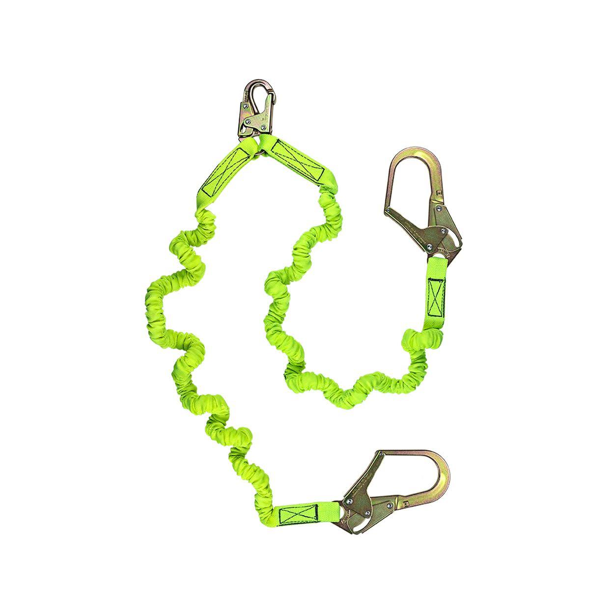 6 ft Stretch Low-Profile Shock Lanyard with Rebar Hook Dual-Leg P890408