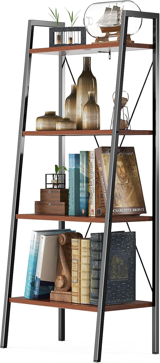 4-Tier Industrial Ladder Bookcase R7670