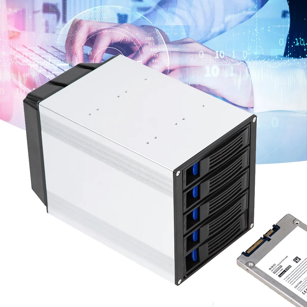 5-Bay 3.5 Inch HDD Hot Swap Mobile Rack Cage Tray Enclosure C470