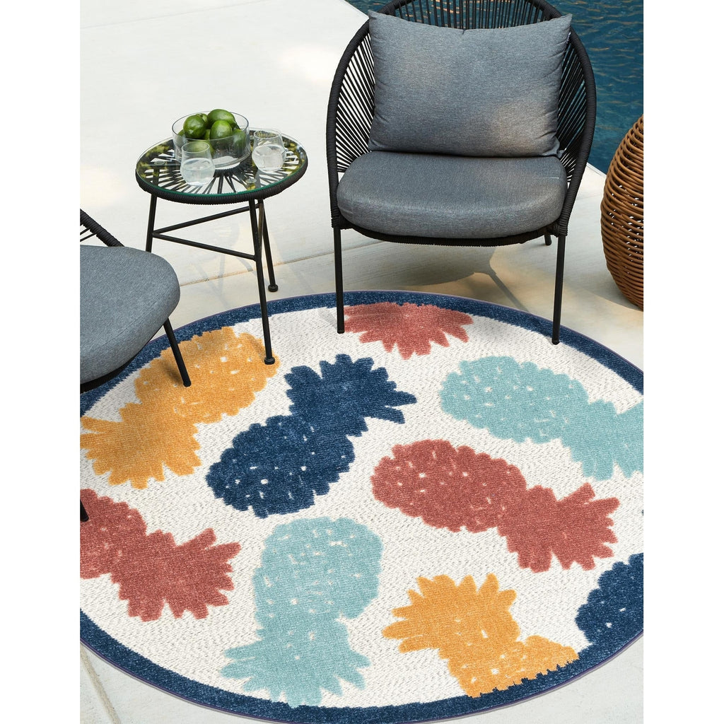 White Round Area Rug Y140