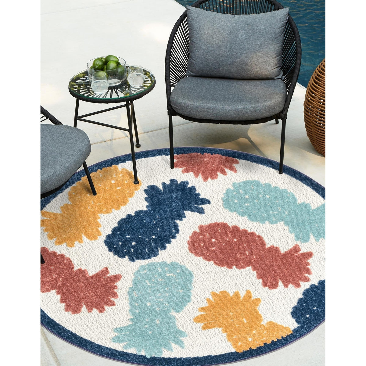 White Round Area Rug Y140