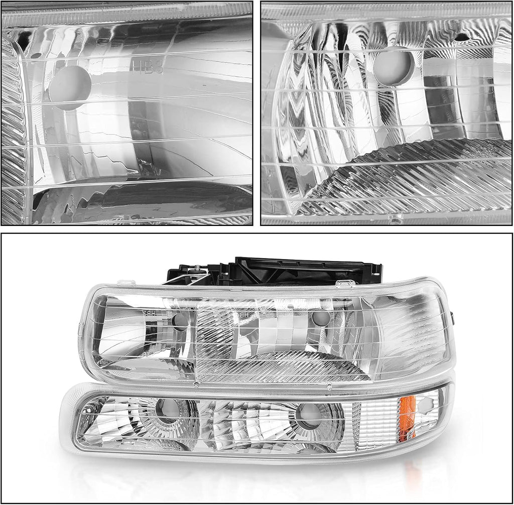 Chrome Housing Replacement Headlights + Smoke Lens Taillights Combo U5886