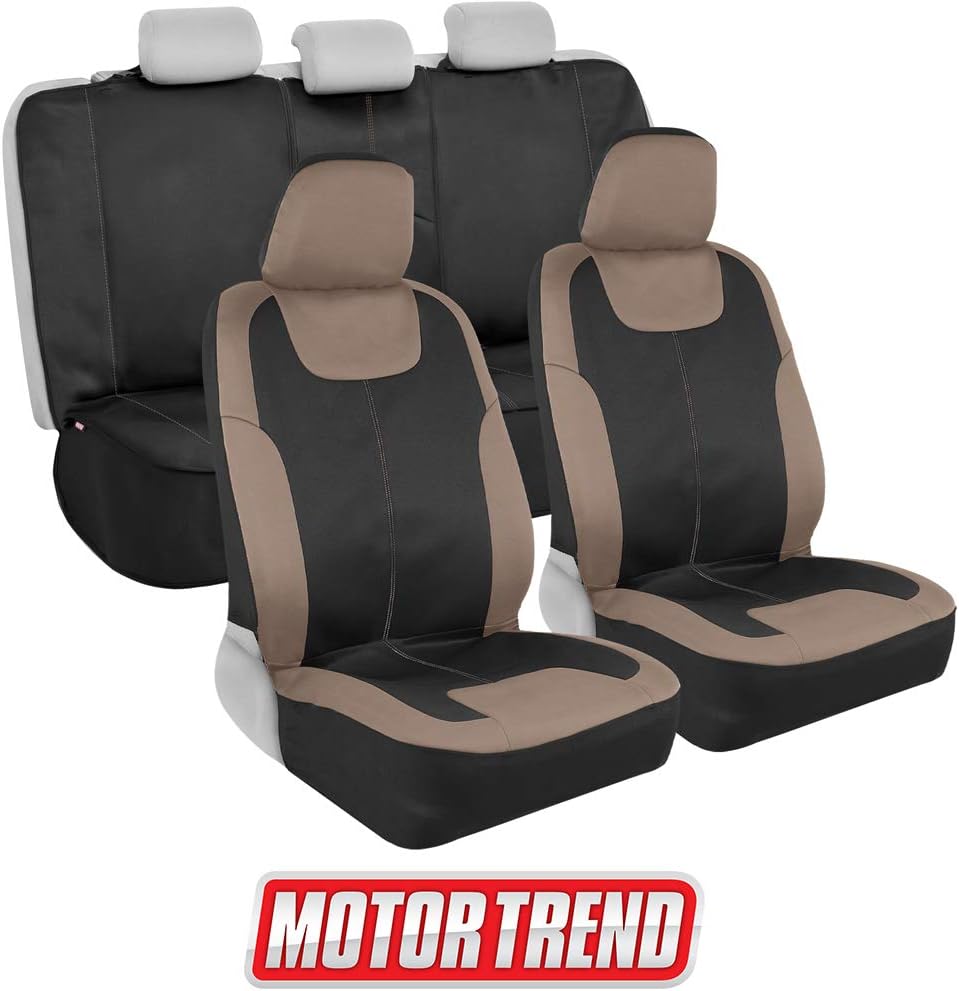 Beige Waterproof Neoprene Car Seat Covers, Full Set, Pack of 2 D2587
