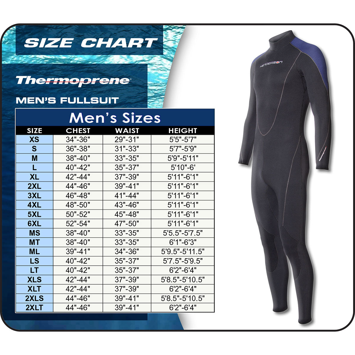 5mm Thermoprene Men's Full Wetsuit V160