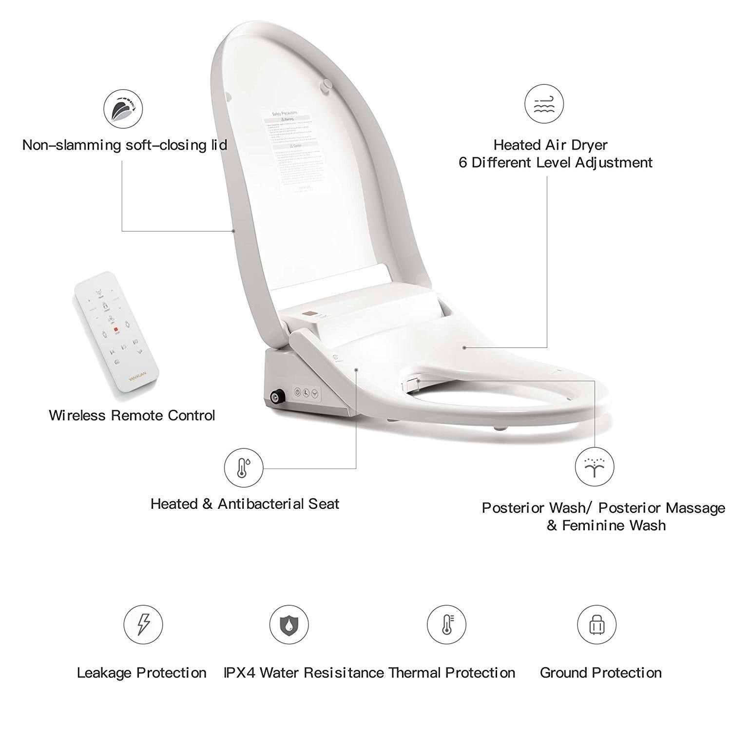 Heated Bidet Toilet Seat with Self Cleaning Stainless Nozzle C34523