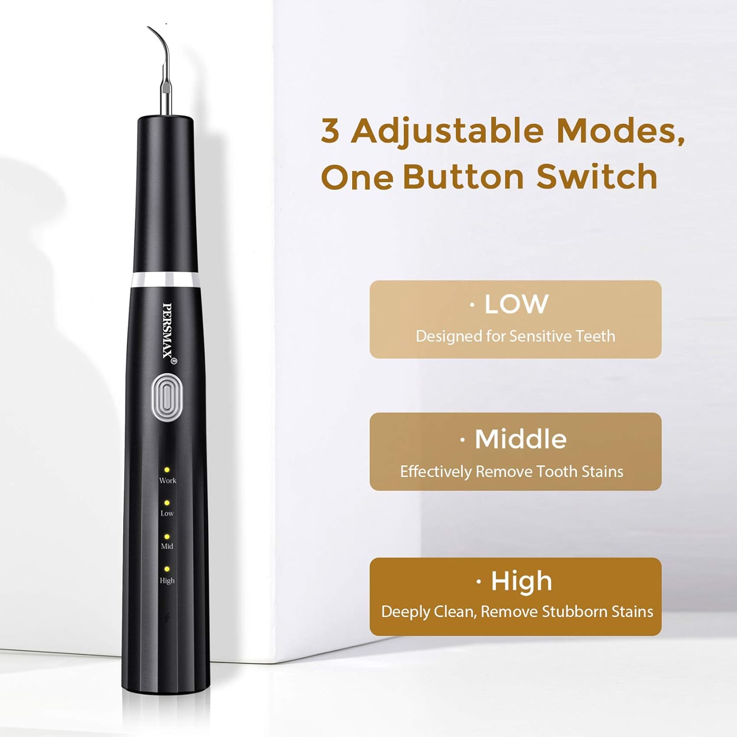 Electric Tooth Cleaner with 3 Modes, Dental Tartar Calculus Tooth Stain Remover Cleaning Tool Kit, Pack of 2 U974639