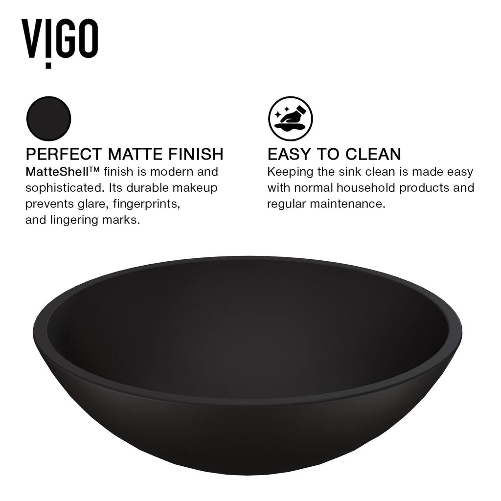 Matte Black Vessel Bathroom Sink and Faucet Y81743