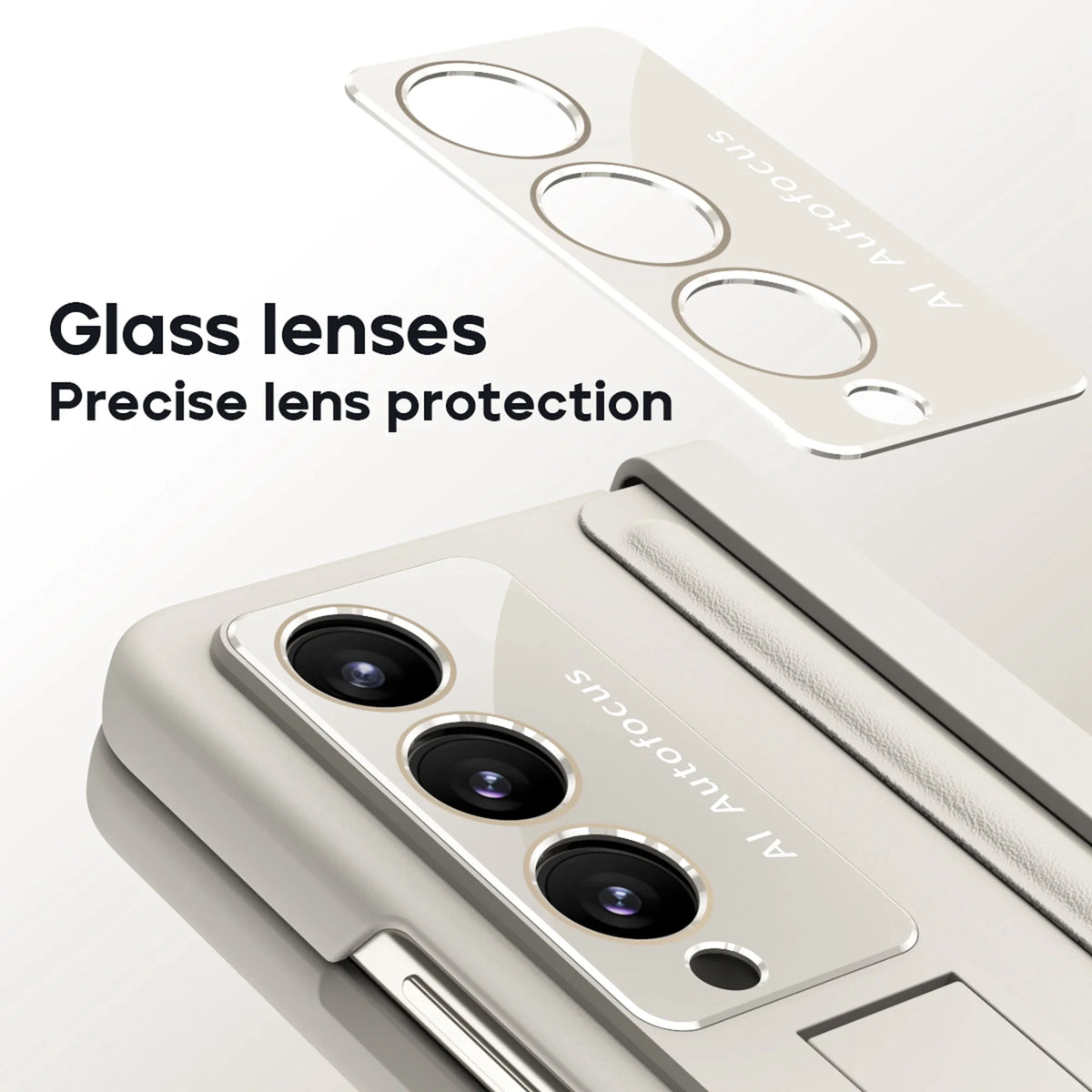 White Ultra Thin Magnetic Kickstand Phone Case for Samsung Galaxy Z Fold 4 W388