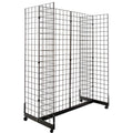 Black Gridwall Panel Display Fixture with Gondola Base and Casters K523