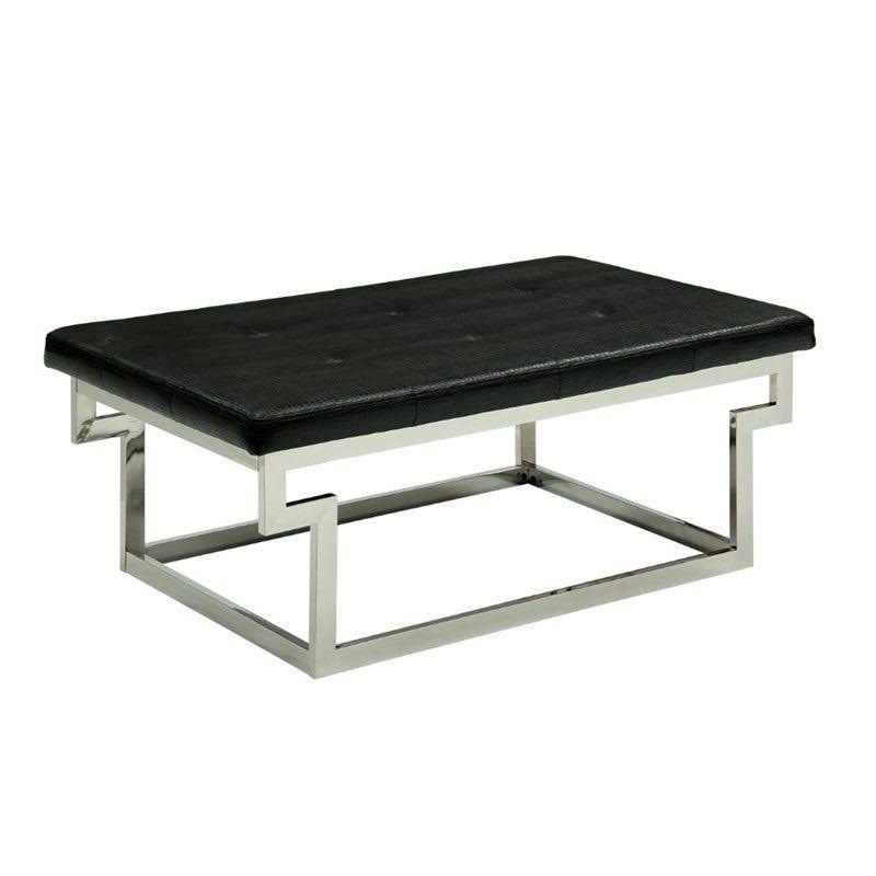 Tufted Faux Leather Bench in Black Z750393