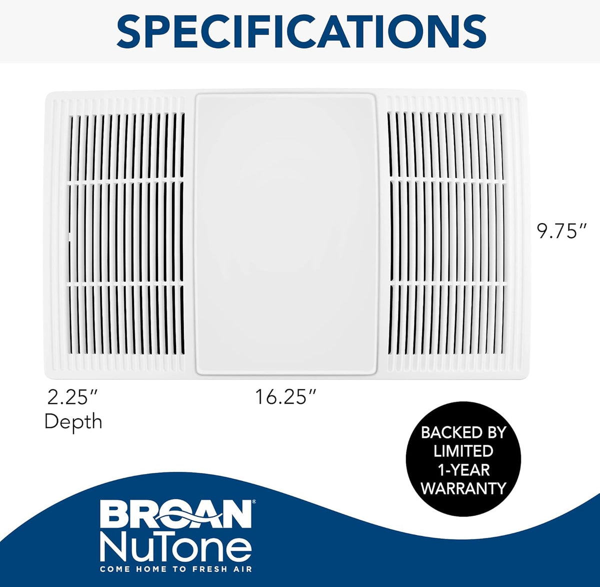 White Dimmable LED Bath Fan Exhaust Cover Grille, 80 CFM H540