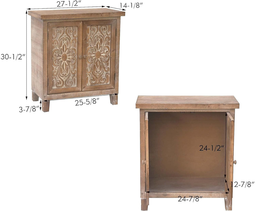 Solid Wood Storage Cabinet with Carved Doors R711
