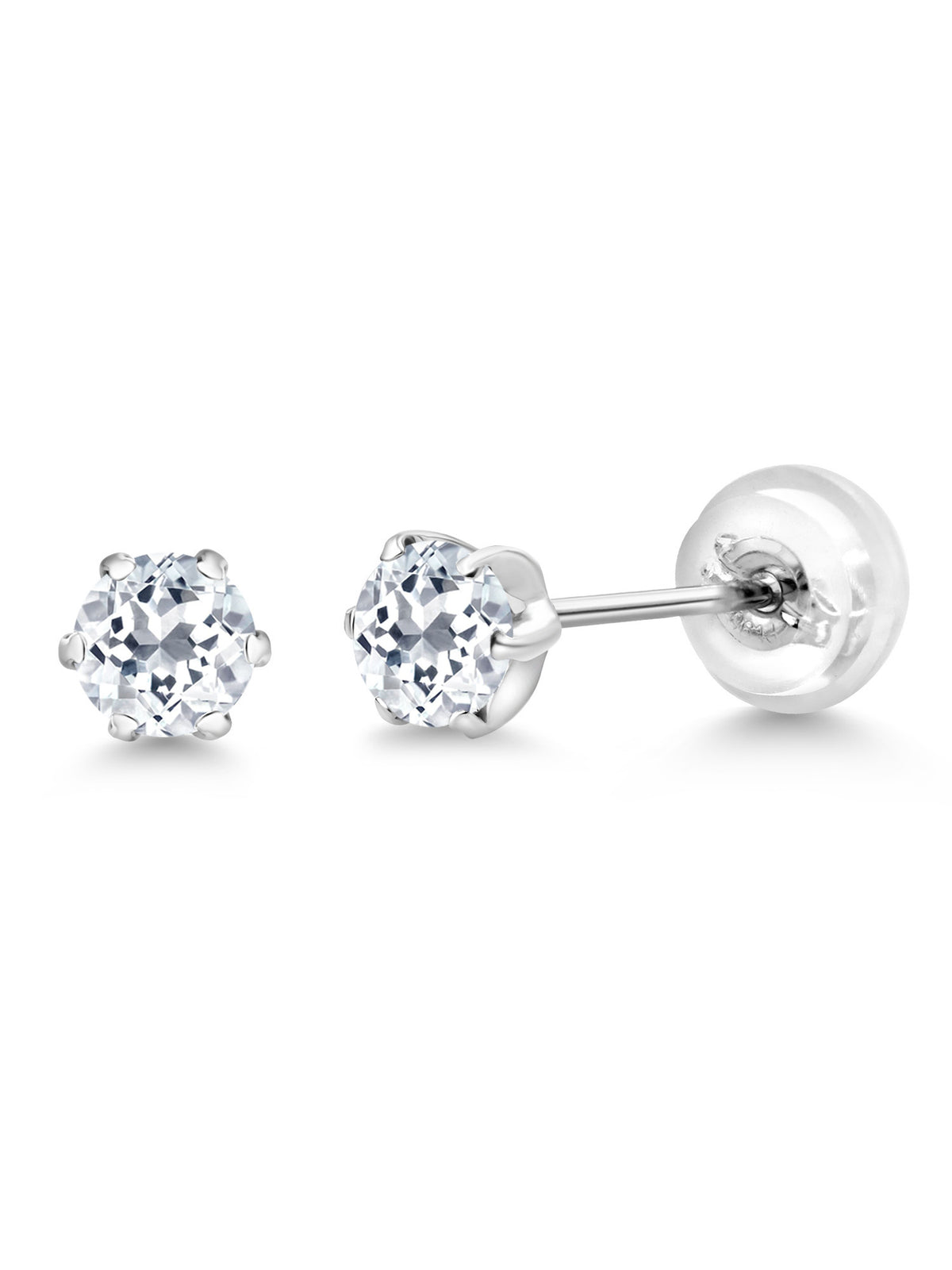 Platinum White Topaz Stud Earrings (0.66 Cttw, Round 4MM) J545574