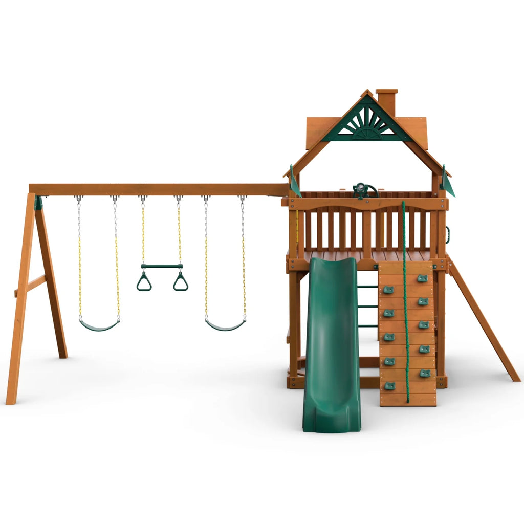 Wooden Swing Set with Monkey Bars and Picnic Table Q359