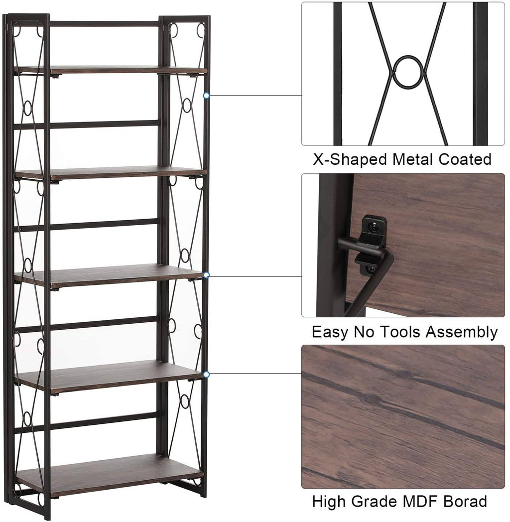 5 Tier Bookshelf Set of 2 with Metal Fram D795542