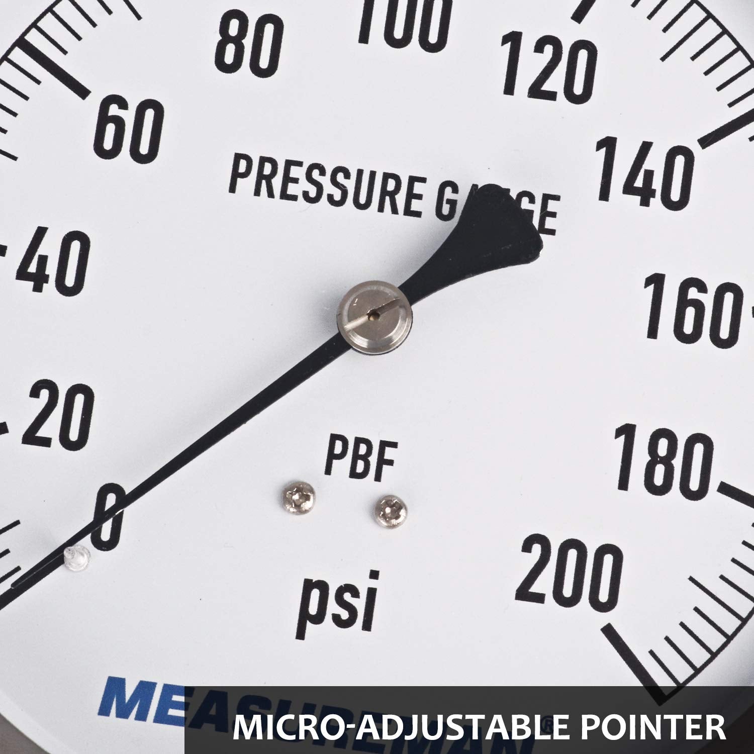 304 Stainless Steel Case Pressure Gauge, 0-200Psi, 4-1/2 Dial Size, Pack of 2 A539866
