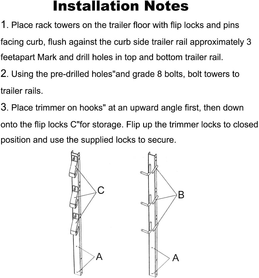 3 Place Trimmer Landscape Truck and Trailer Enclosed Rack with Lock Pack of 2 P295