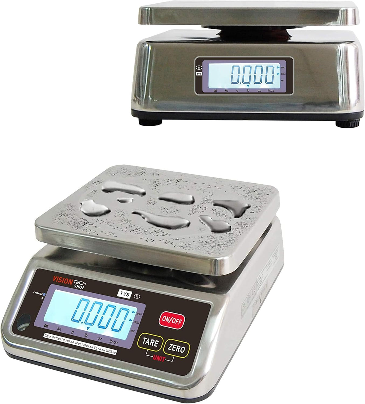 Stainless Steel Washdown Scale, 6lb Capacity, Dual Display A192573