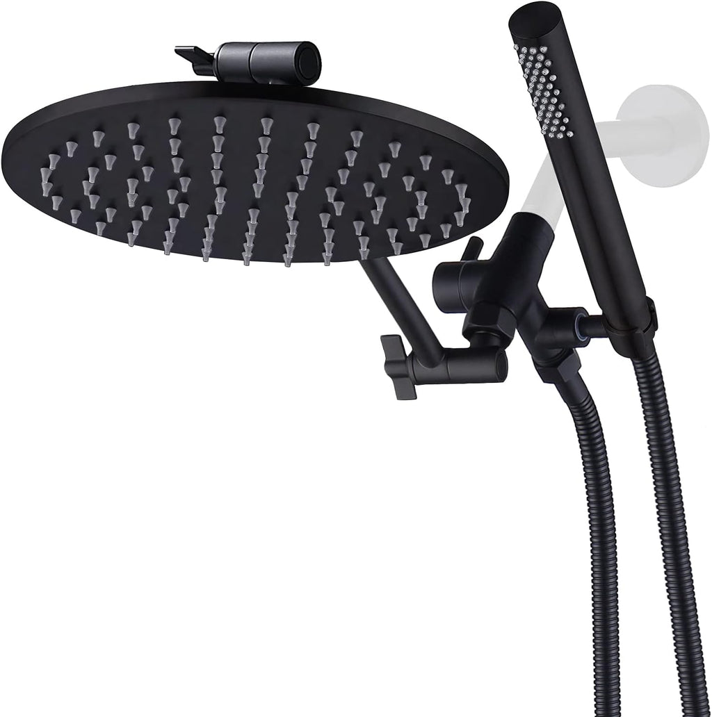All Metal Dual Shower Head Combo with Adjustable Extender (Matte Black) Y35003