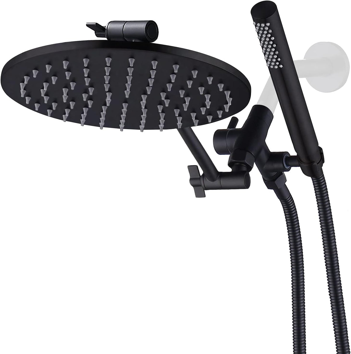 All Metal Dual Shower Head Combo with Adjustable Extender (Matte Black) Y35003
