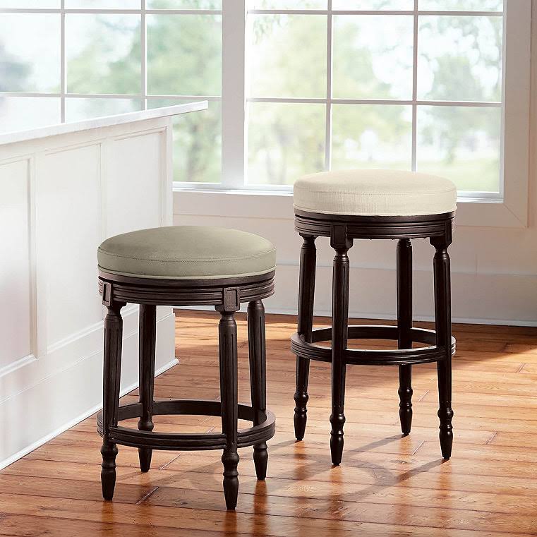 Grey Leather Backless Swivel Counter Stool I681