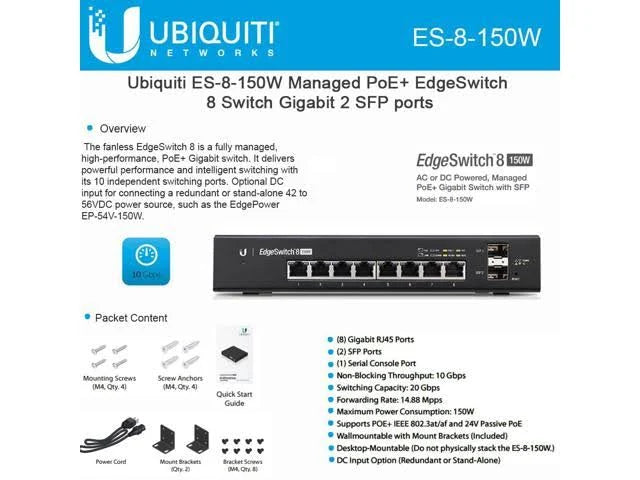 8 PoE+ Managed L3 Switch with 2 Gigabit SFP Ports U45748
