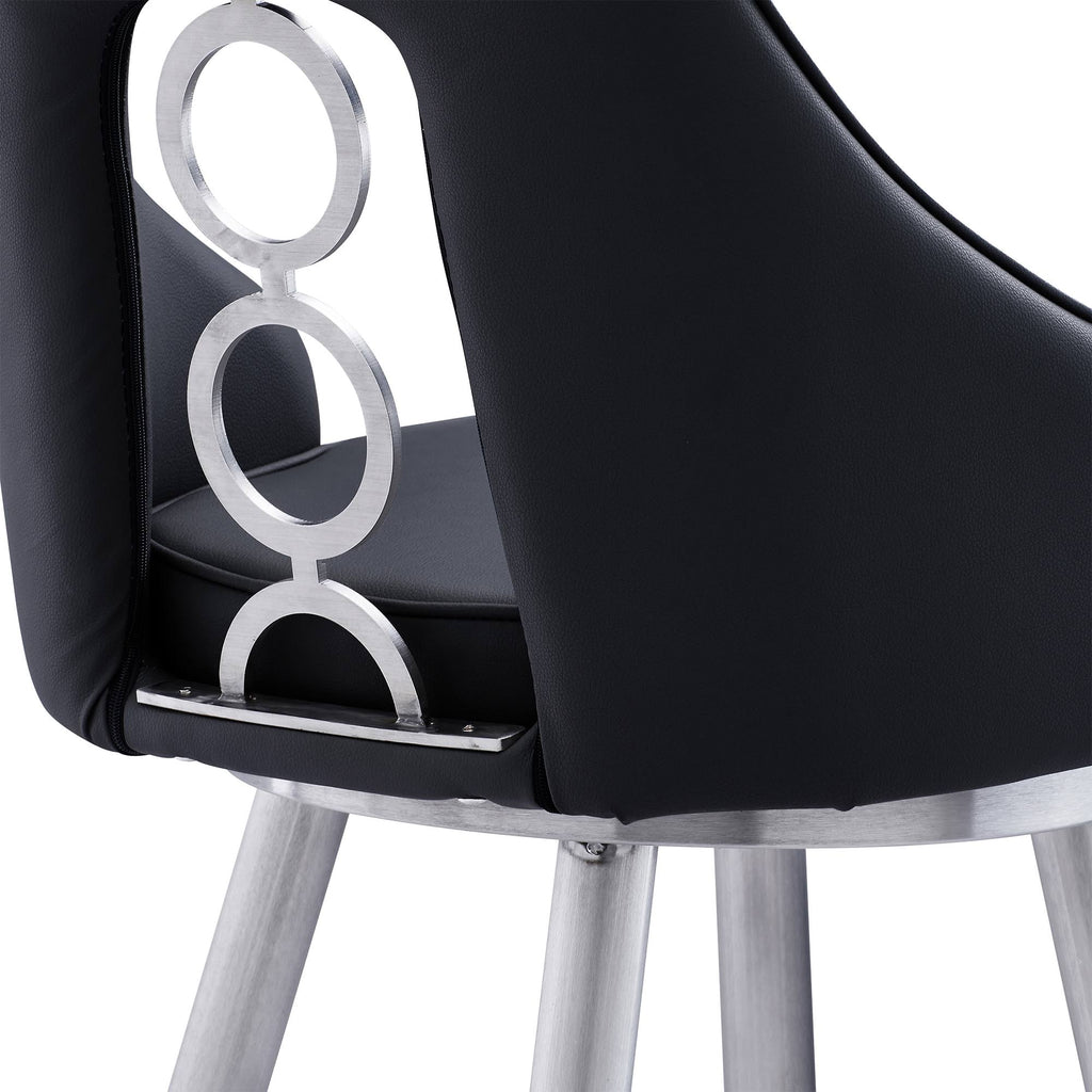 Black Faux Leather Bar Height Barstool B1896