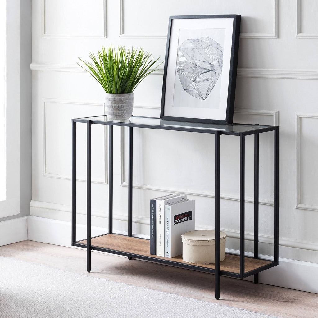 Blackened Bronze and Rustic Oak Accent Table J8865
