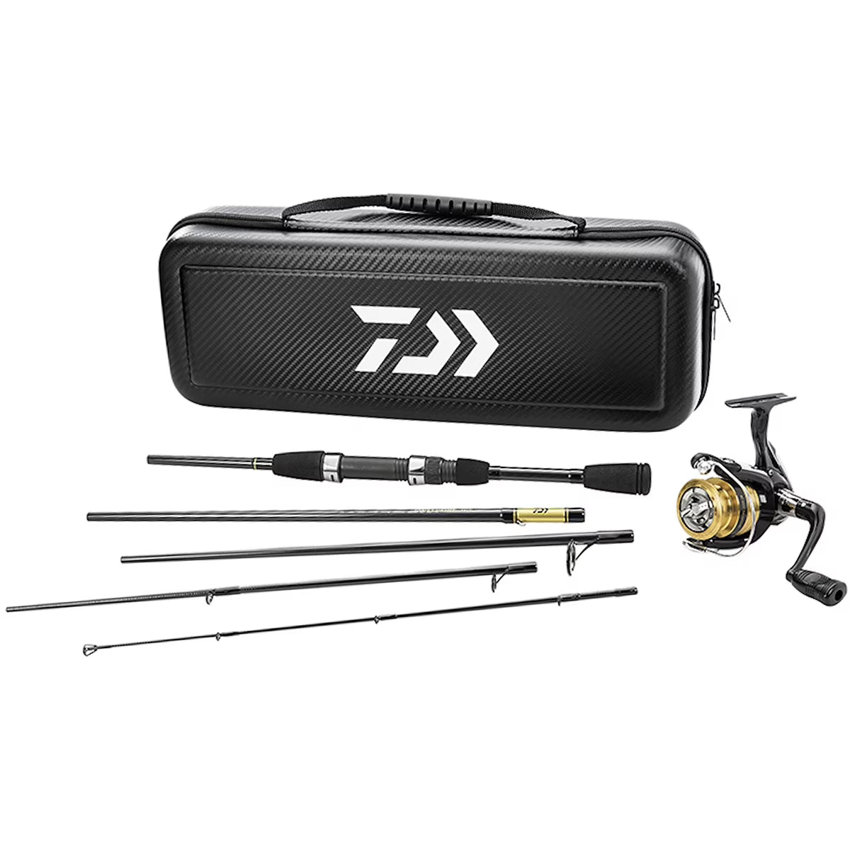 Carbon Case Travel Spinning Rod and Reel Combo Kit Q16334