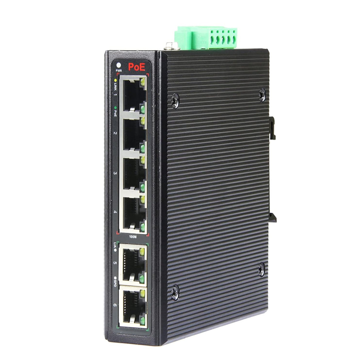 Industrial PoE Switch 6-Port Unmanaged with 4 PoE Ports and 2 Uplink Port T445