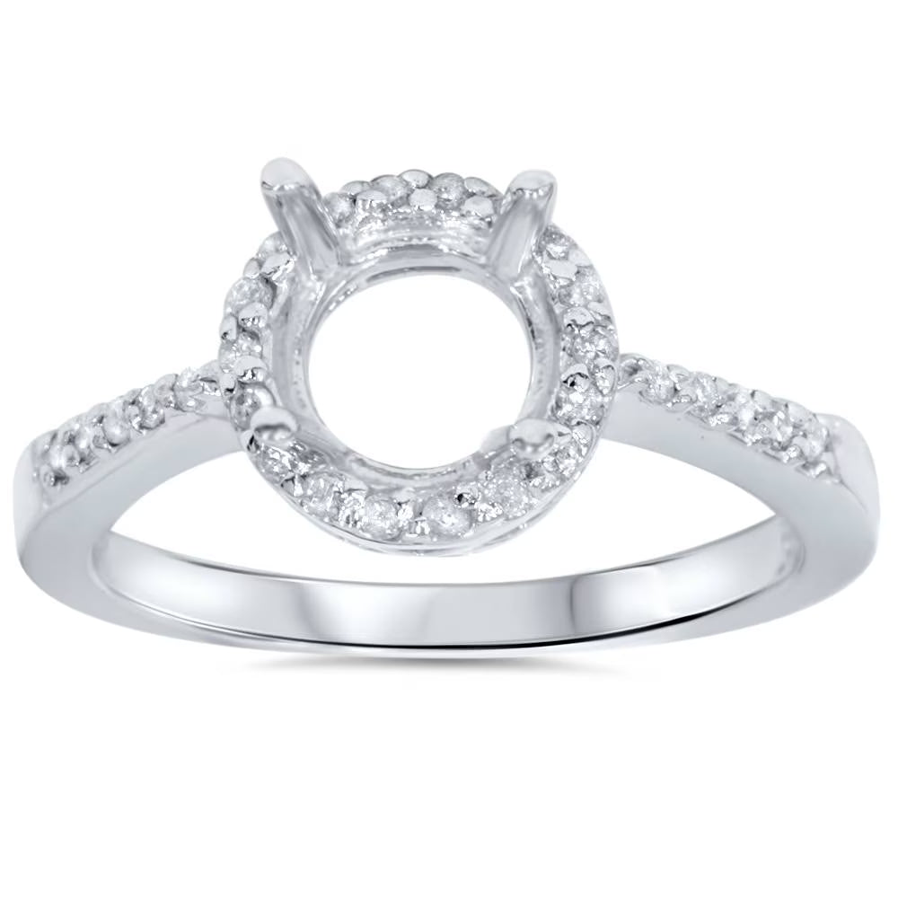 Vintage 14K Pave Diamond Halo Engagement Ring Mounting C9277
