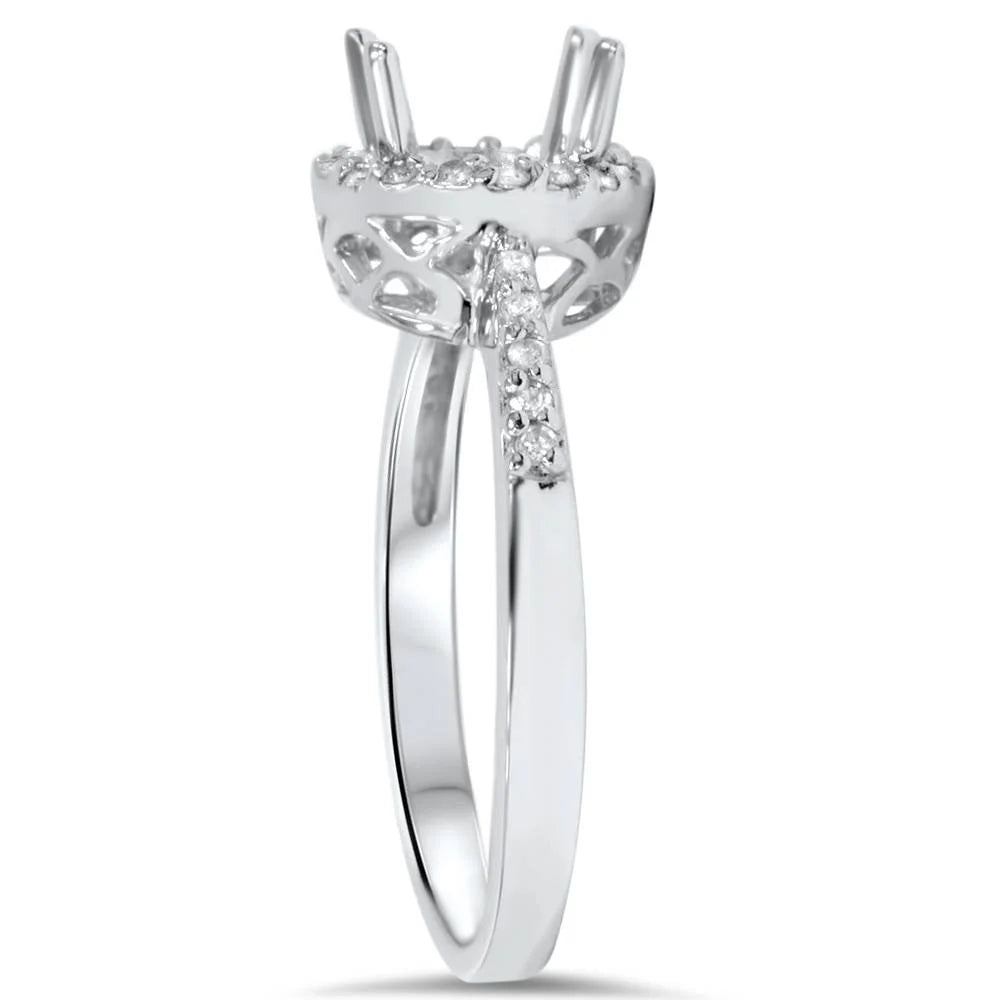 Vintage 14K Pave Diamond Halo Engagement Ring Mounting C9277