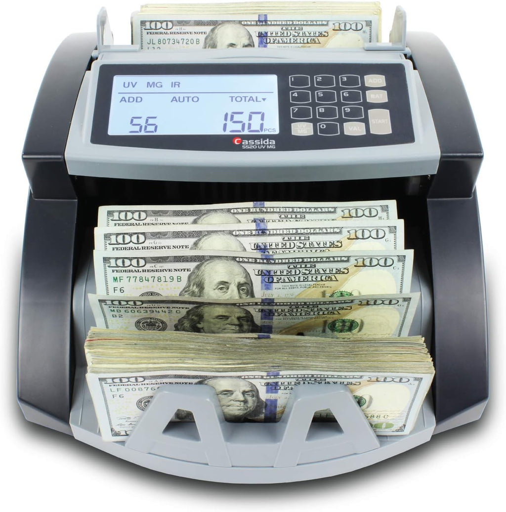 Money Counter with UV/MG/IR Counterfeit Detection, Add and Batch Modes, Large LCD Display B5409