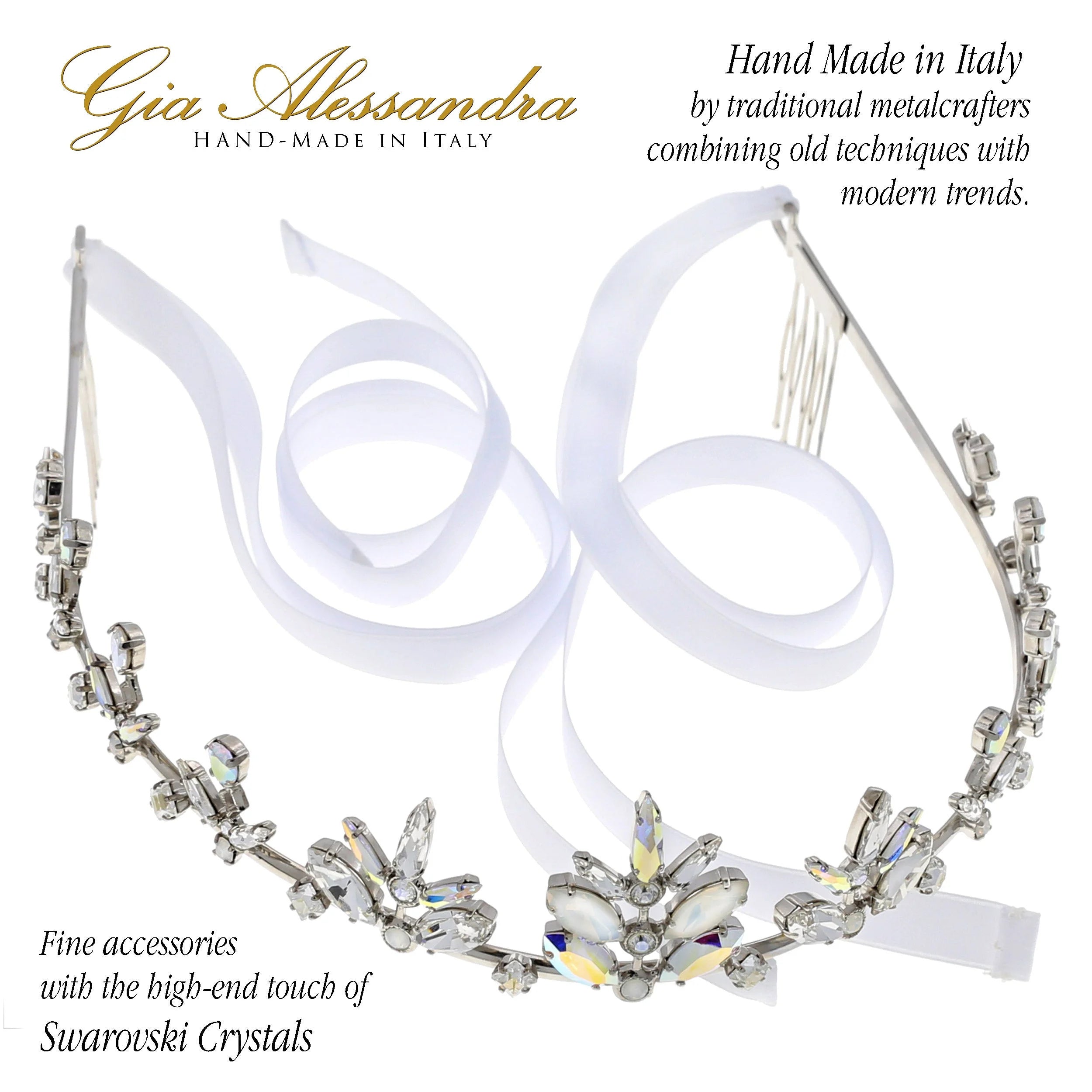 Silver Wedding Bridal Tiara With Swarovski Crystals F623