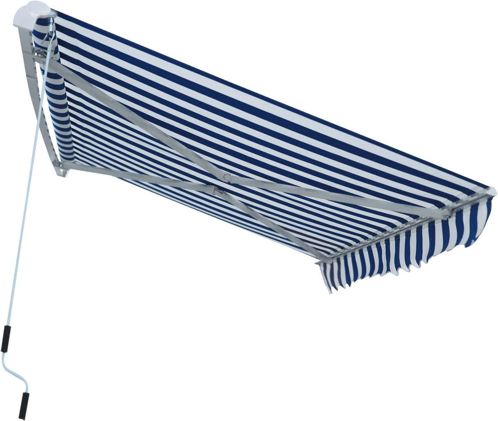 Manual Retractable Patio Door Window Awning Canopy Sunshade Shelter Outdoor Front Door Window Awning Patio Canopy Rain Cover UV Protected Eaves 11.8 x 8.2 FT R561954
