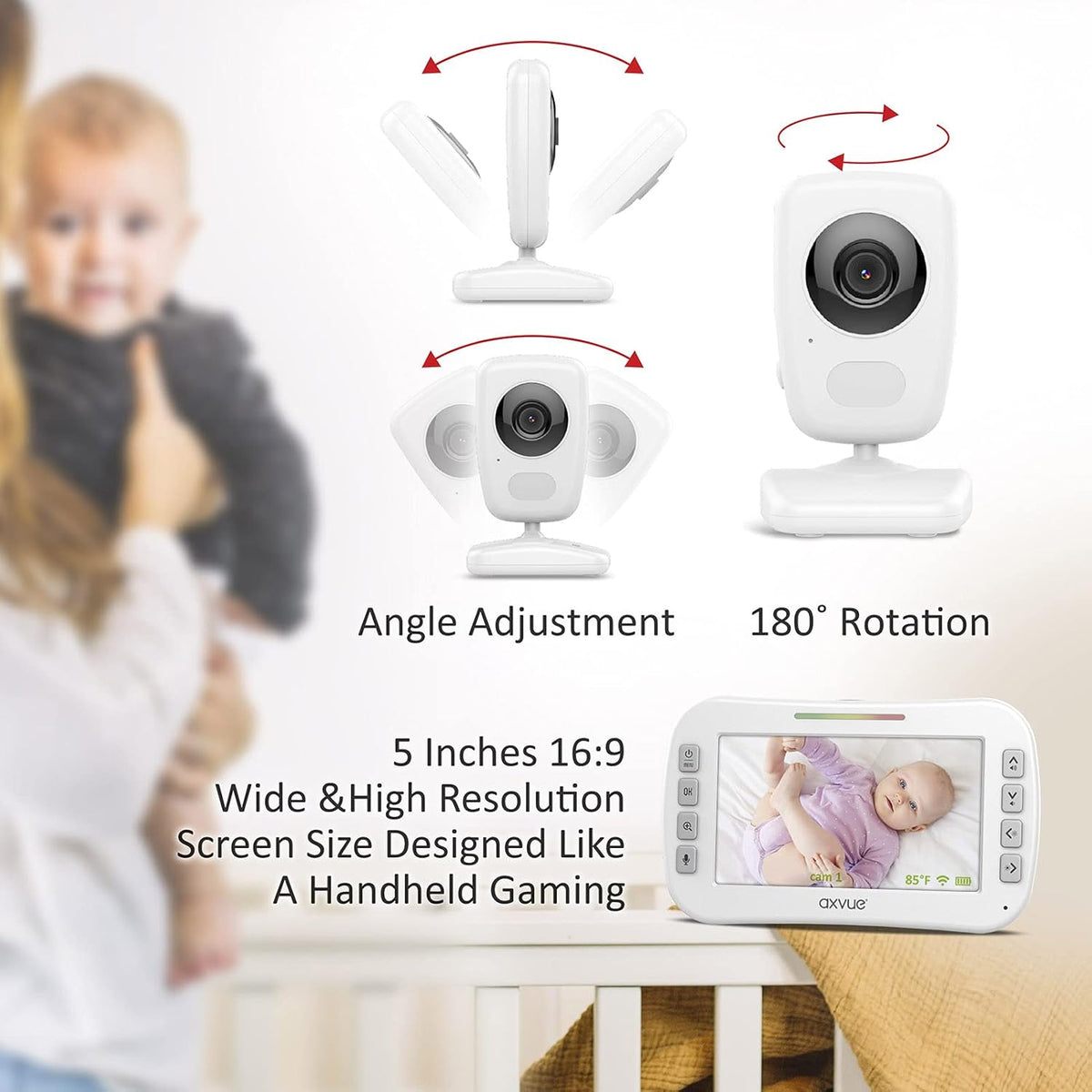 5 High Resolution Screen Video Baby Monitor with 2 HR Cam W766523