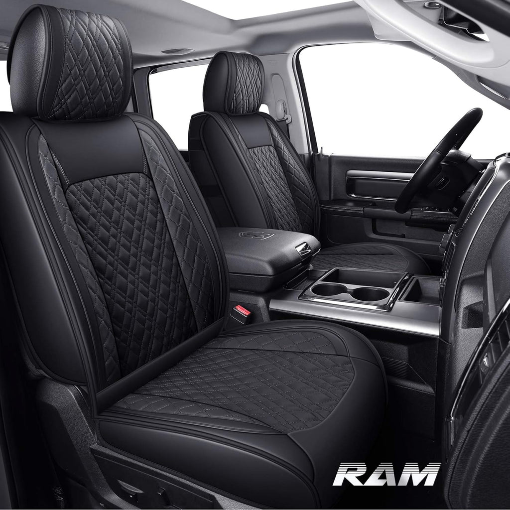 2 PCS Front Black-Red Waterproof Leather Car Seat Covers R474625