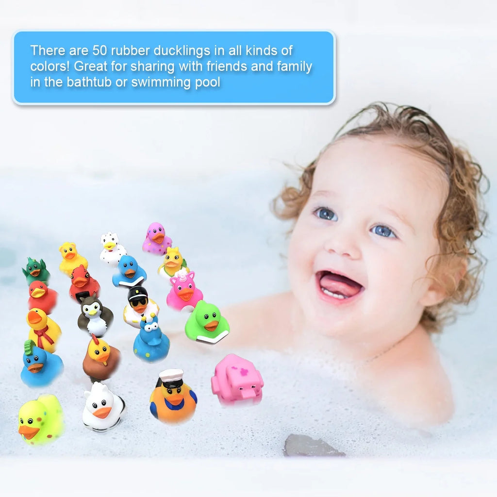50 Pcs Assorted Rubber Duck Bath Toys I894
