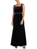 Velvet Embellished Evening Dress P64445
