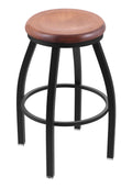 Swivel Counter Stool with Black Wrinkle Finish and Medium Maple Seat K677209