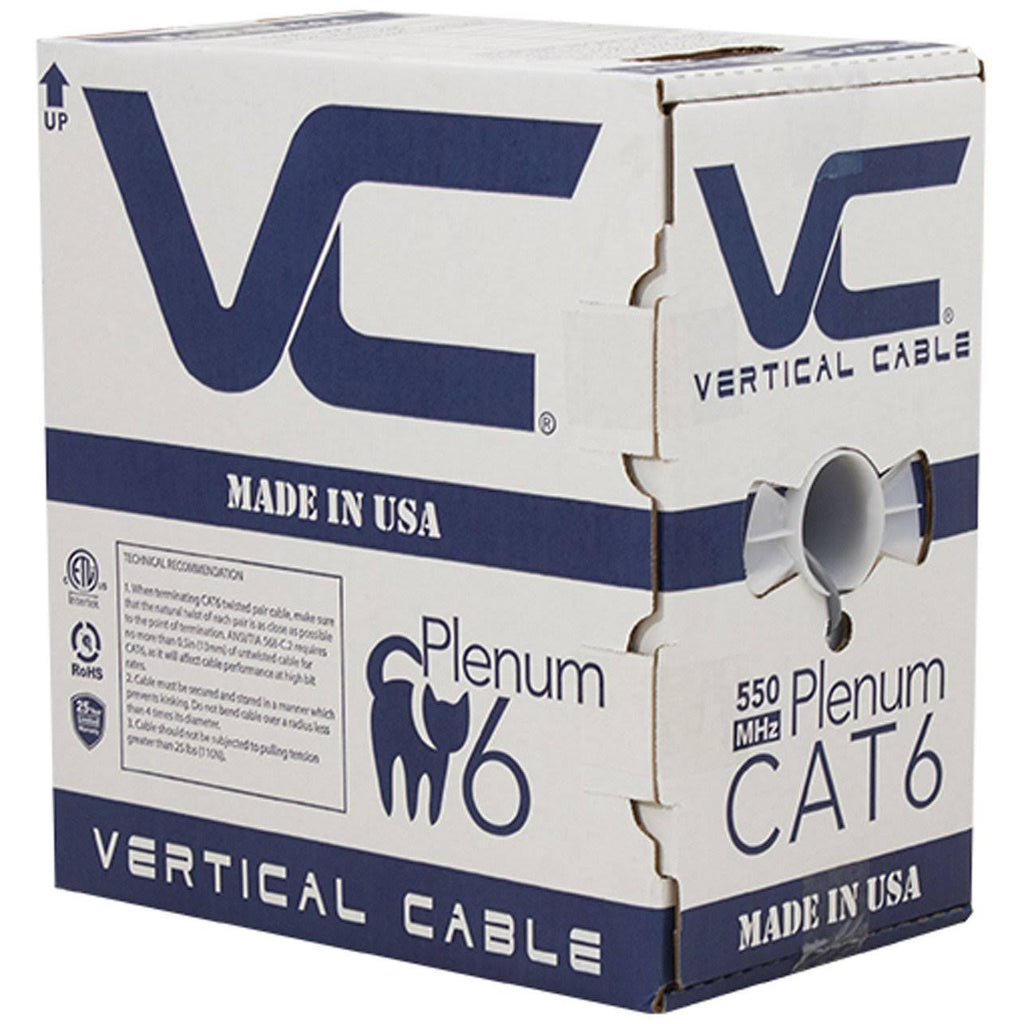1000ft Solid Plenum Cat6 Cable 23AWG 550MHz CMP Gray B1629