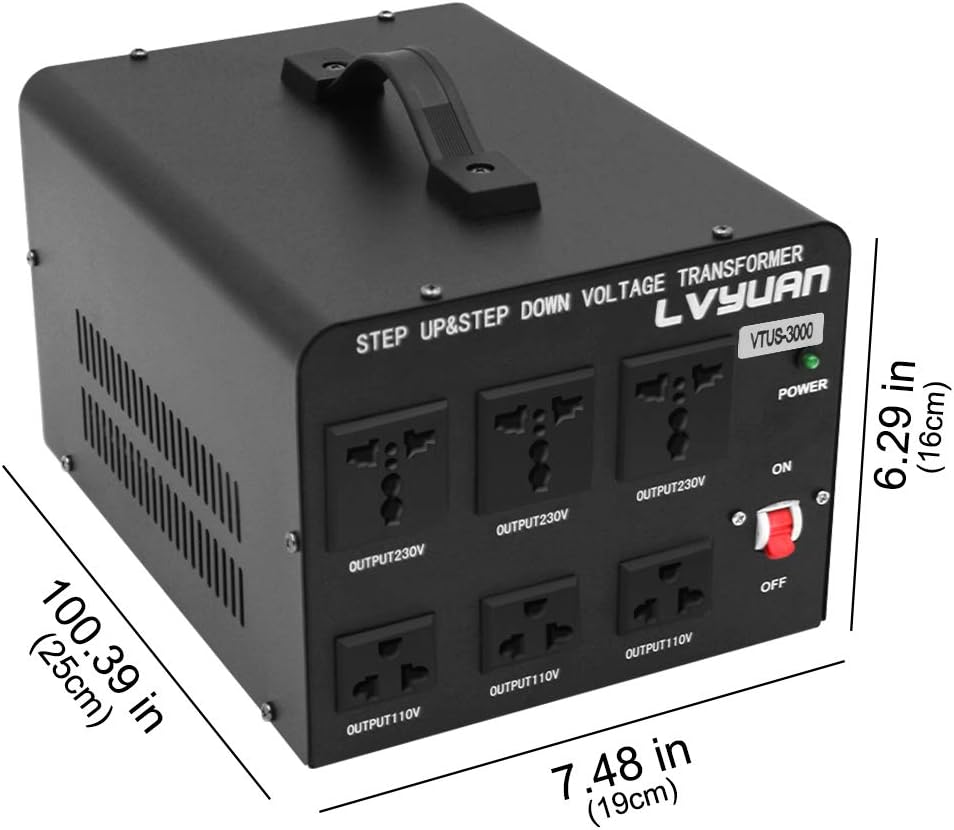 Voltage Transformer 3000 Watt Step Up/Down with 3 US outlets, 3 Universal outlets, Circuit Breaker L9635