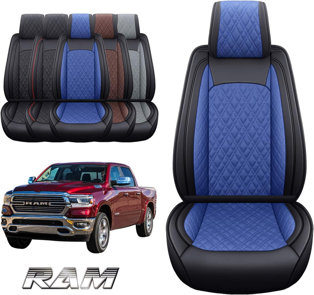 2 PCS Front Black-Red Waterproof Leather Car Seat Covers R474625