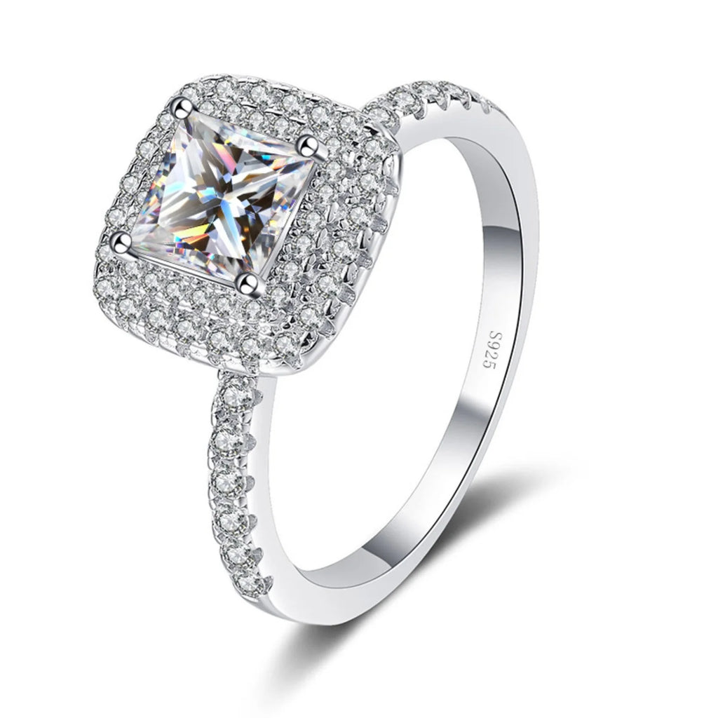 Moissanite Engagement Ring 1ct Princess Cut D Color VVS1 S925 Sterling Silver Diamond Ring Z95838
